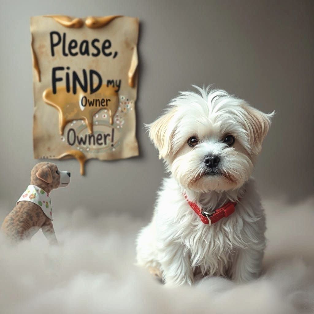 Surreal Maltese Dog in a Melting Background