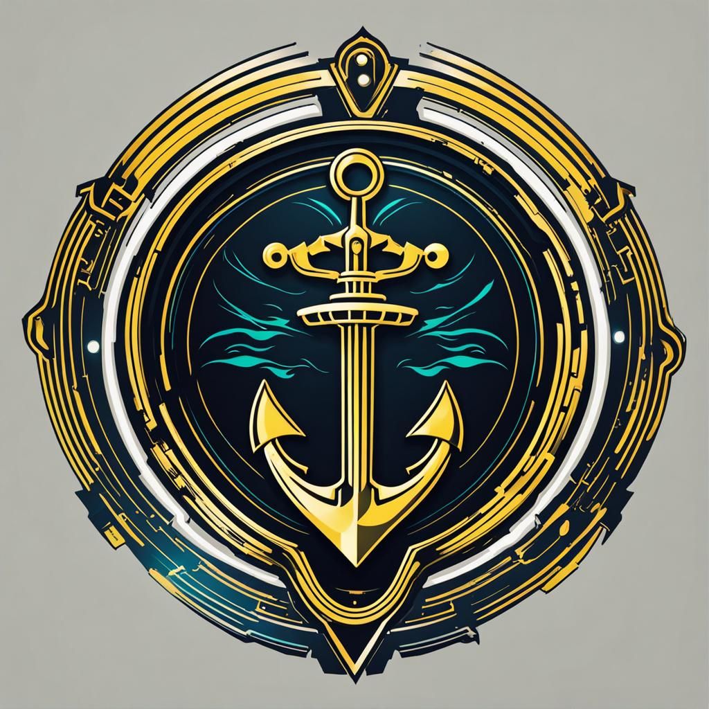 Cyberpunk Coat of Arms: Trident Anchor Symbol