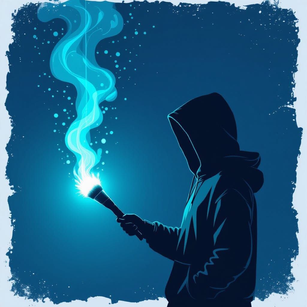 Surreal Genesis: Figure Creates Future with Light