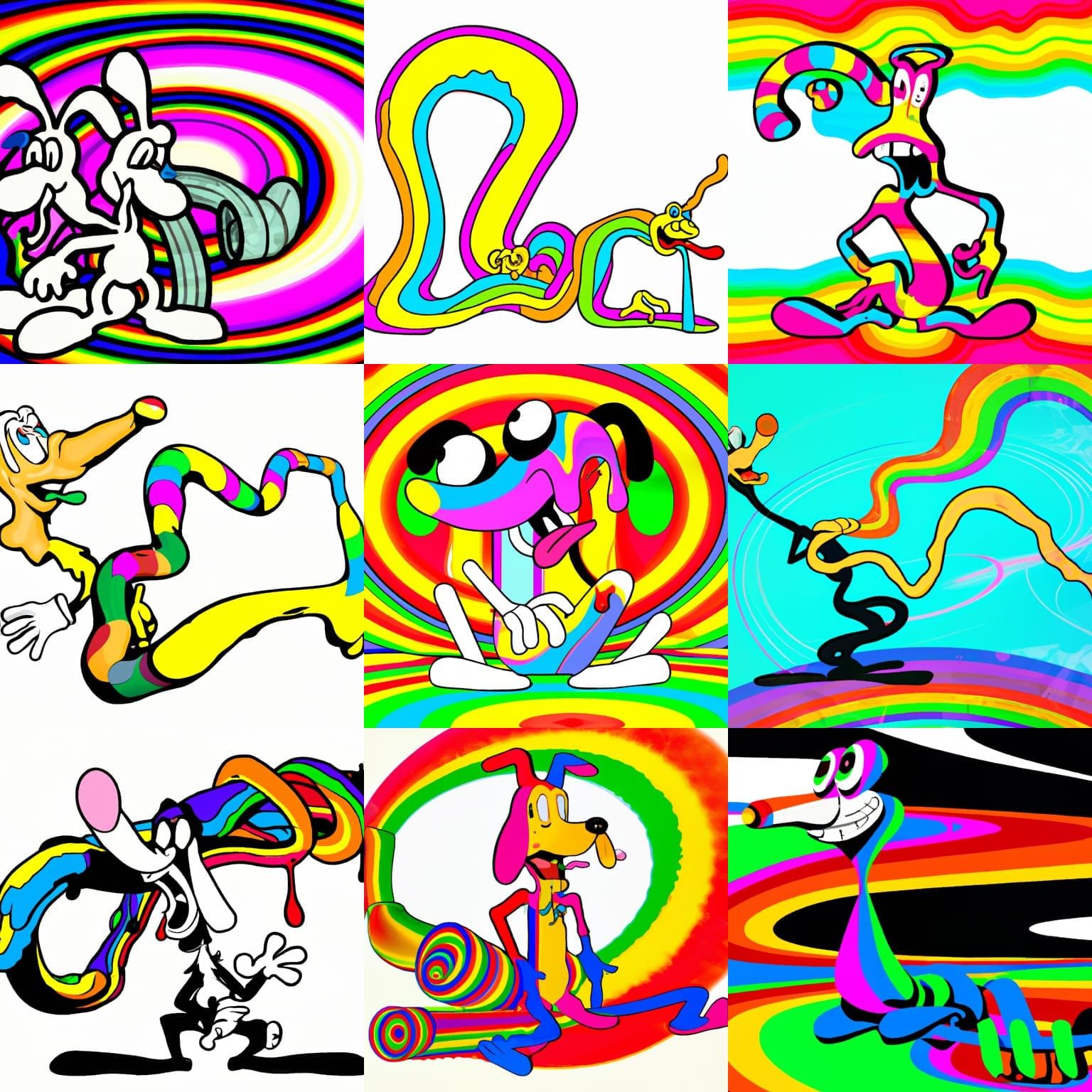 Psychedelic Melting Rubber Hose Cartoon Character
