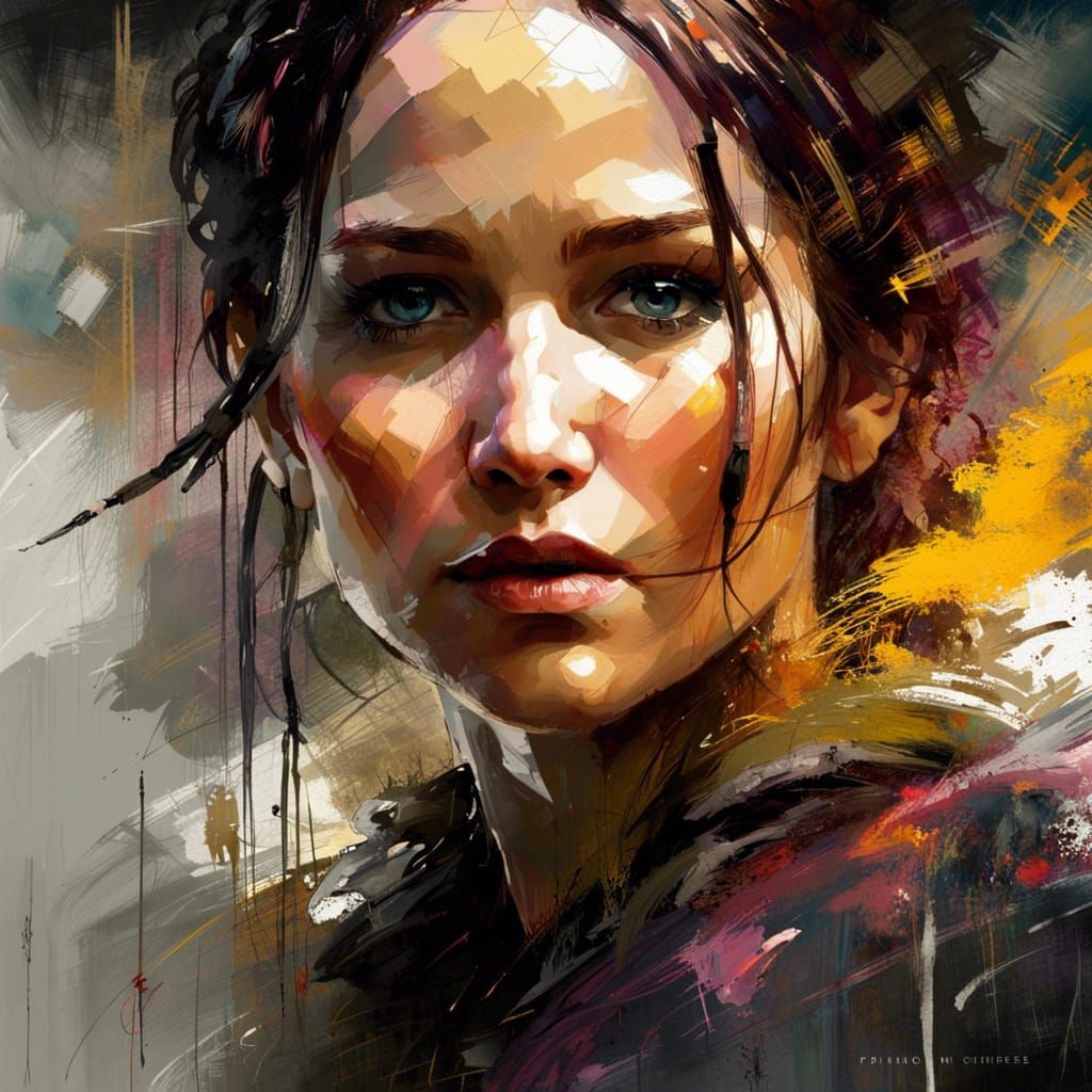 Emotional Hunger Games Movie Poster as Oil Painting