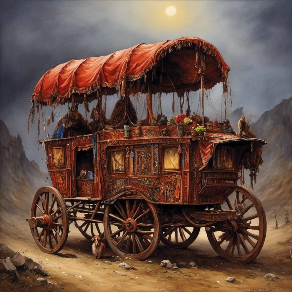 Ornate Gypsy Wagon, Romani Vardo