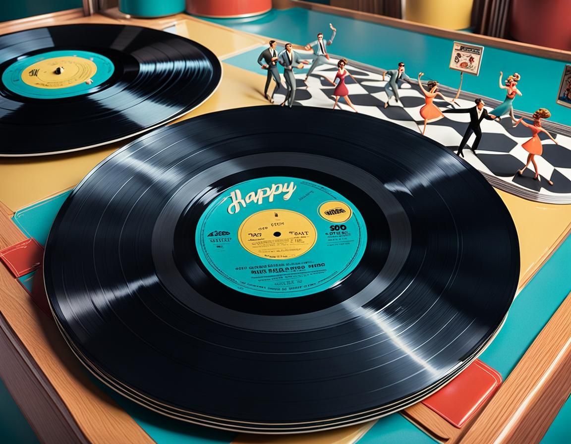 1960s Dance Party on a Vinyl Record