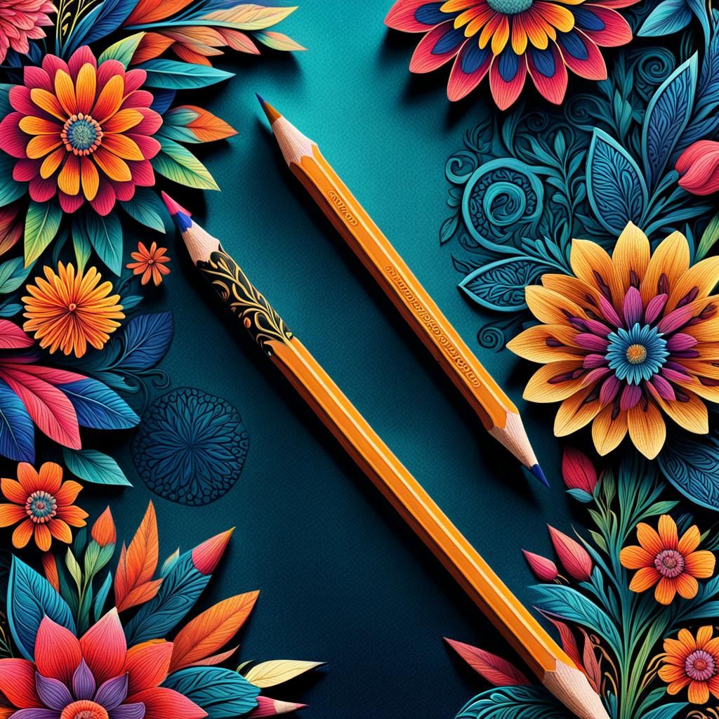 Pencils with Floral and Geometric Print Patterns