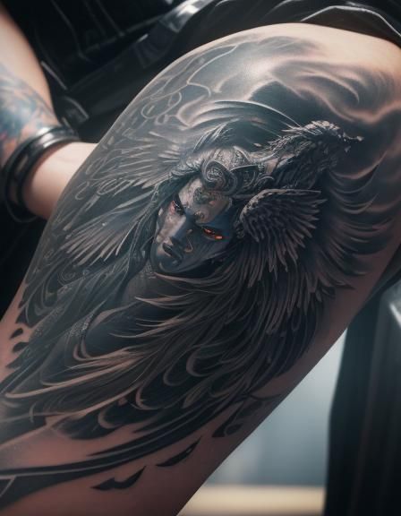 French Angel and Demon Tattoo Macro Photography