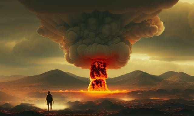 Atomic Explosion: Mushroom Cloud with Shockwaves