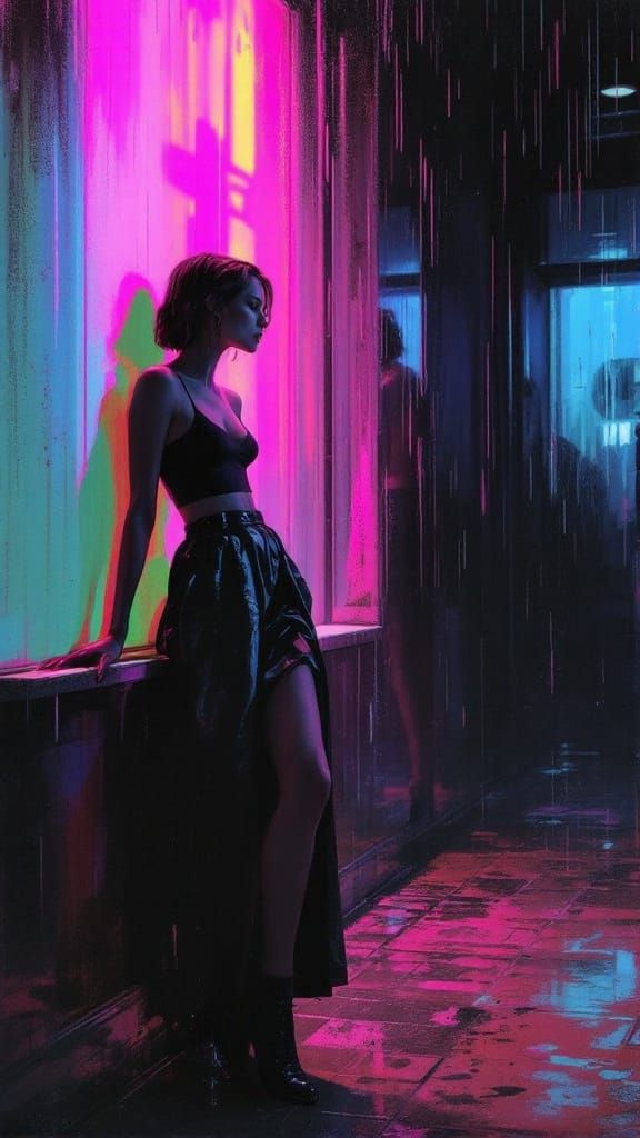 Ethereal Solitude in Neon City