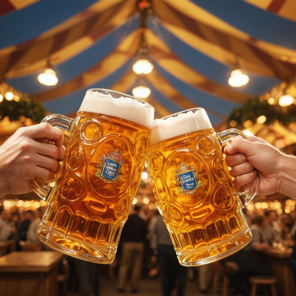 Oktoberfest Beer Steins Collide in Munich Tent