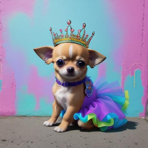 Chihuahua Puppy in Tutu: Street Art Graffiti