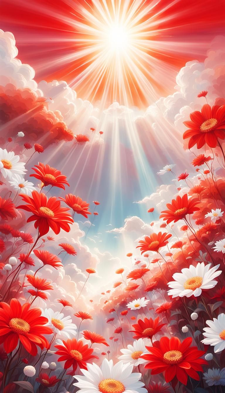 Ethereal Sunrise: Abstract Floral Fantasy Art