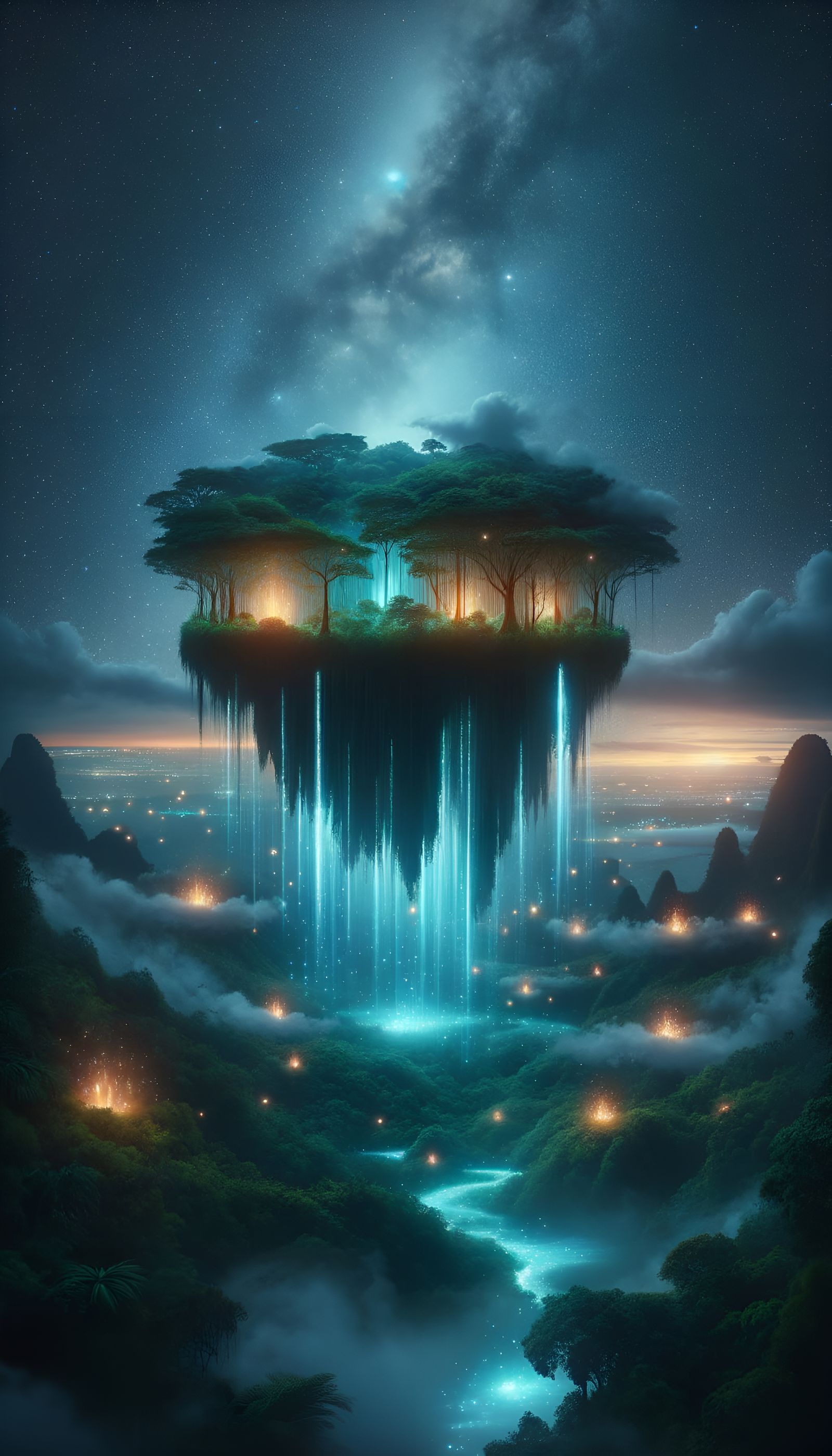 Luminous Jungle on Floating Fantasy Island