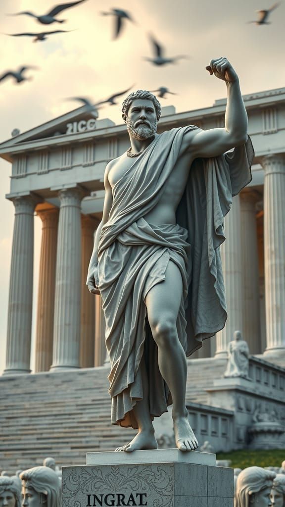 Ancient Roman Warrior in Temple Setting