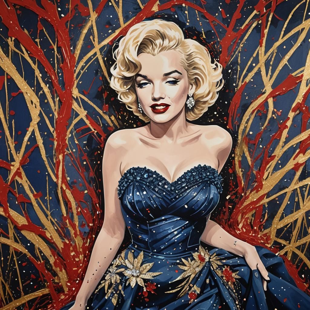 Marilyn Monroe at Golden Globes in Graffiti Art