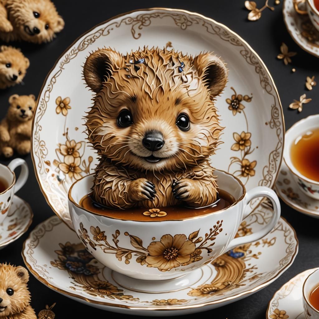 Chibi Quokka Tea Party in Fantasycore Style