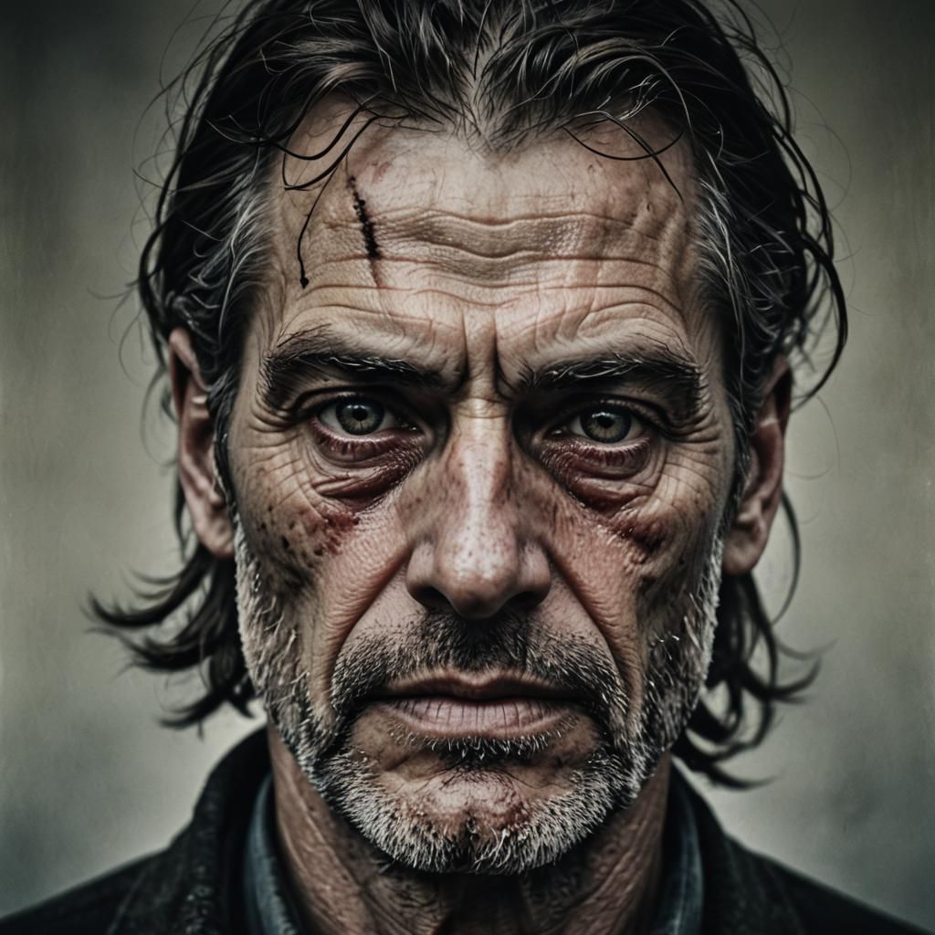 Tormented Man Portrait in Dramatic Lighting