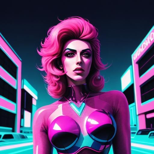 Diamond Girl in Synthwave Neon Style