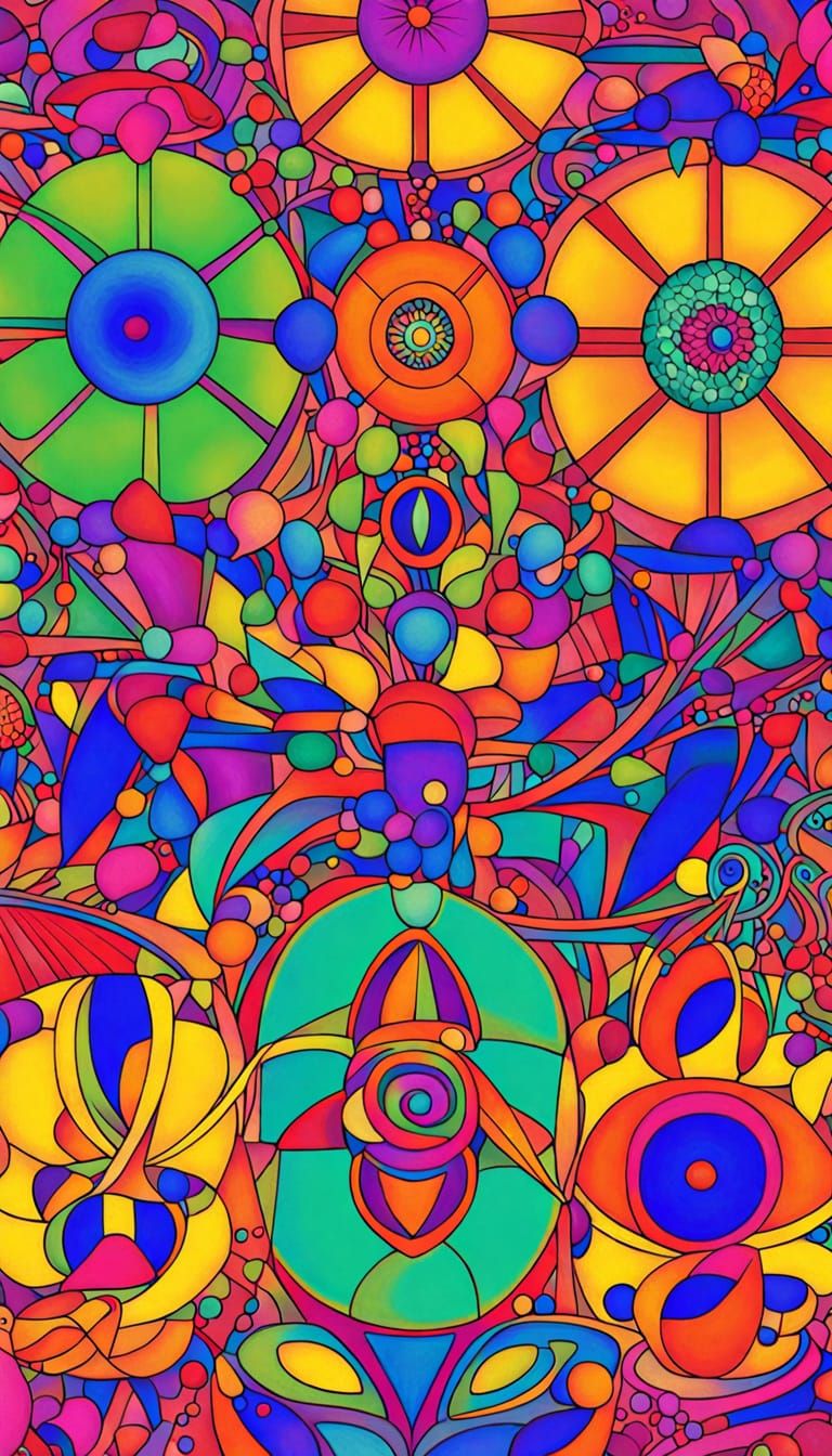 Vibrant Maximalist Art: Four Distinct AI Creations