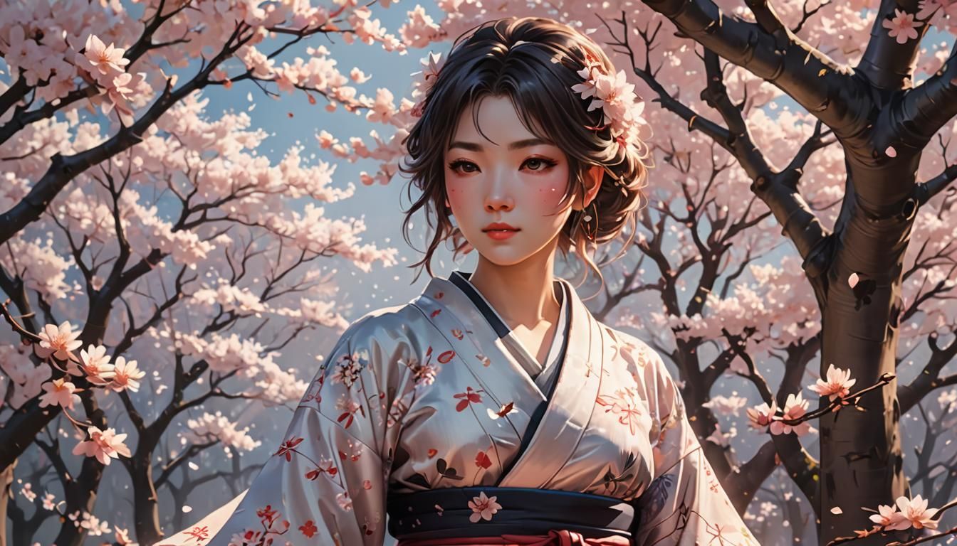 Sakura Kimono: A 3D Anime Art Concept