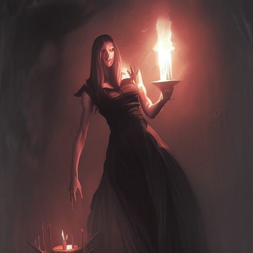 Sinister Demonic Witch in Dark Fantasy Style