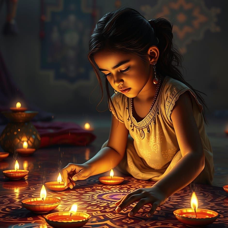 Diwali Lamps: Festive Art Portrait in 8K