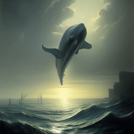 Whale Tail at Beach in Dramatic Style