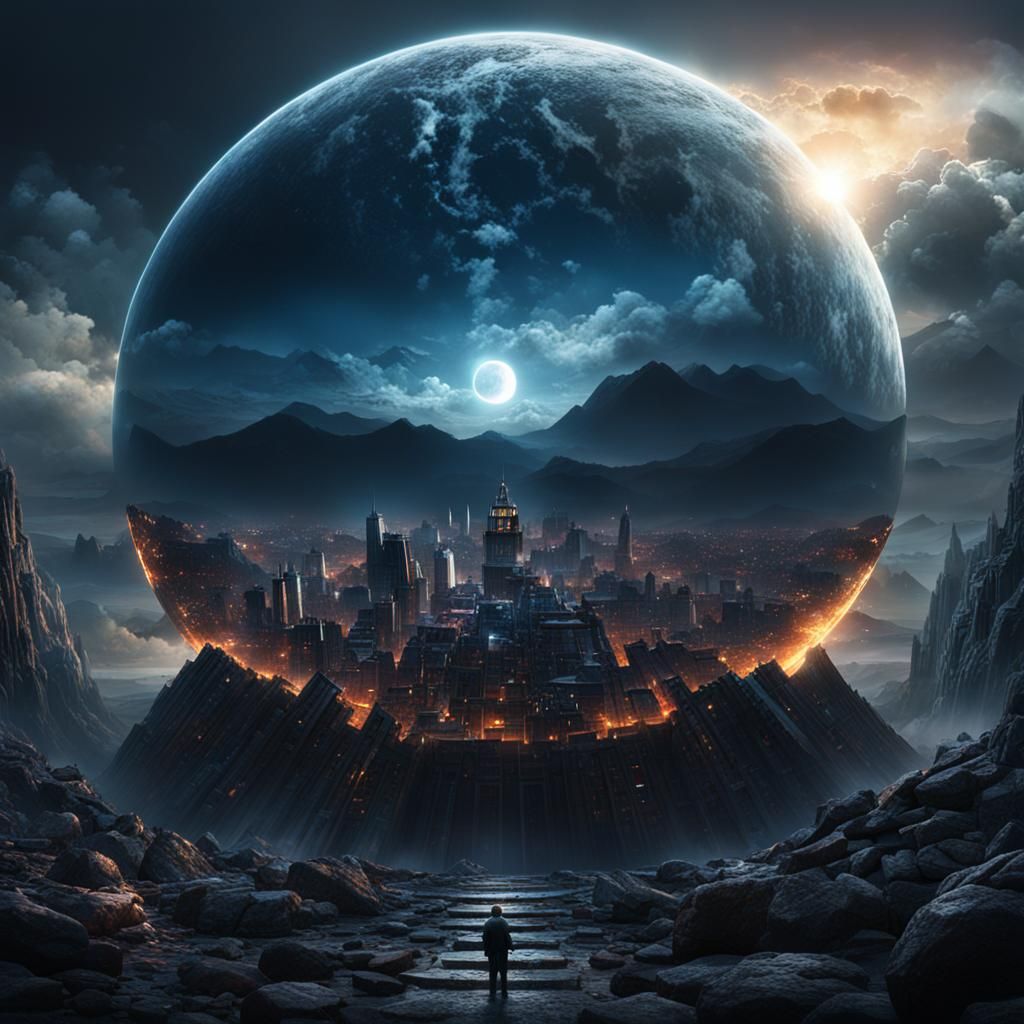 Epic Eclipse Orb in Digital Matte Painting Style