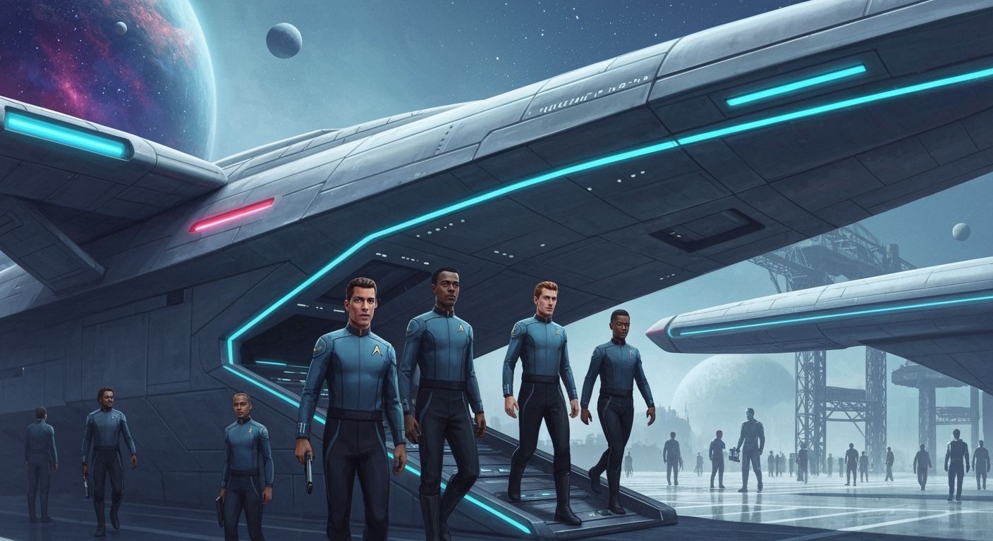 Futuristic Starship Launch in Sci-Fi Style