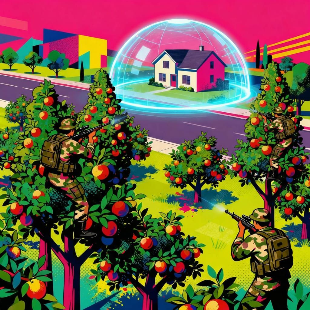 Isometric Orchard Ambush with Forcefield House