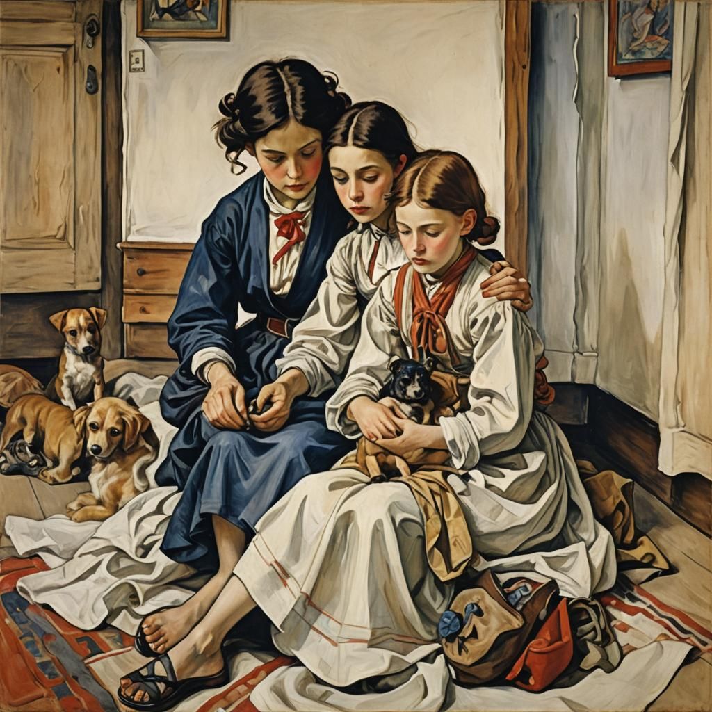 Surreal Dreamscape with Toys, Evoking Early 20th-Century Art