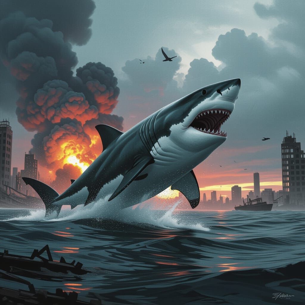 Megalodon Emerges Amidst Apocalyptic Landscape