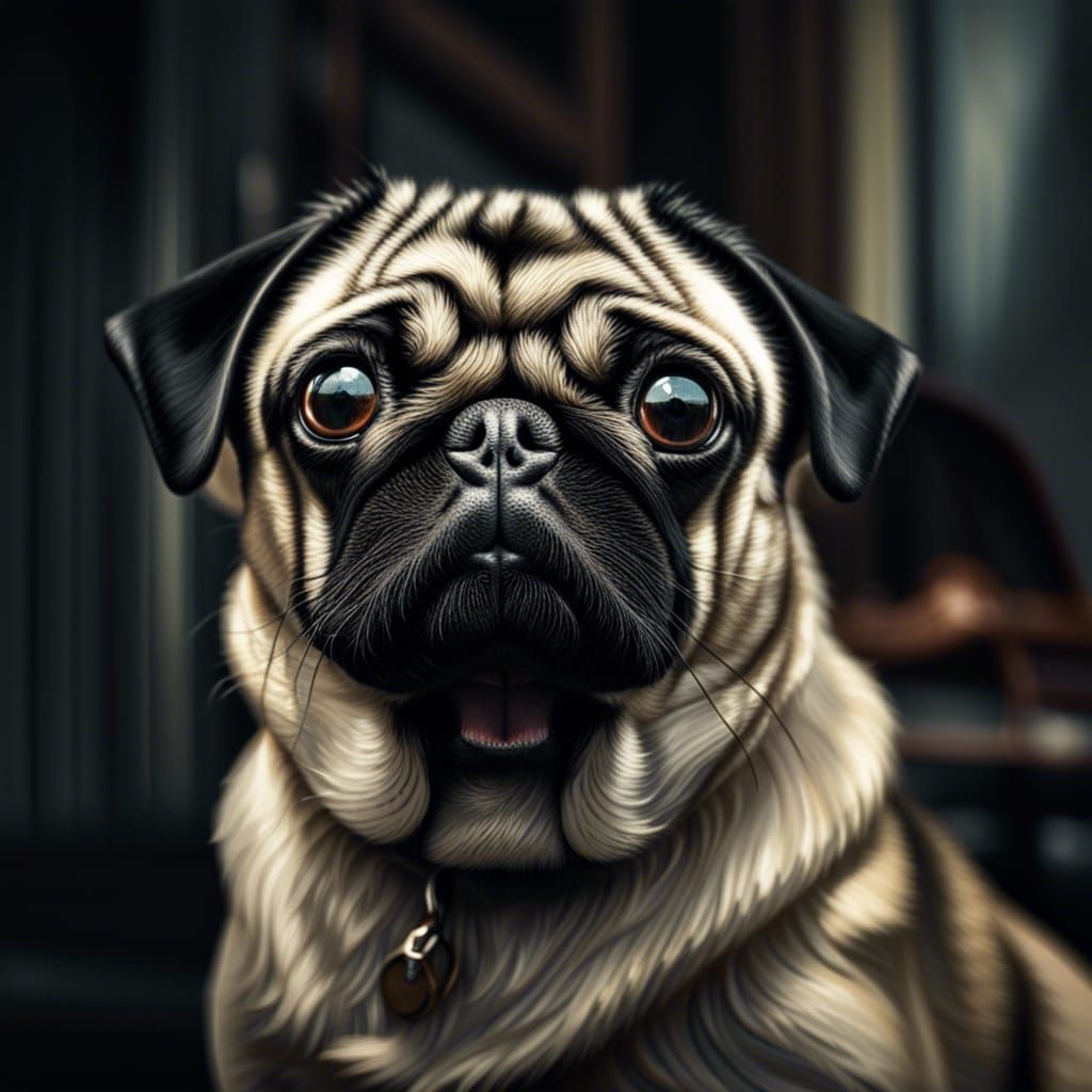 Hyperrealistic Pug Portrait in High Definition