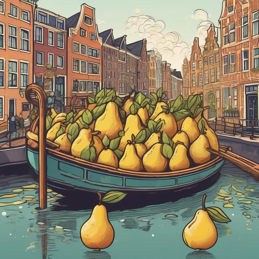 Whimsical Chibi Fruits in an Art Nouveau Gondola
