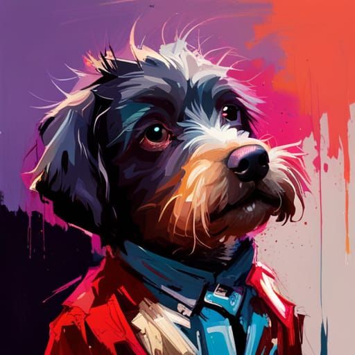 Adorable Chibi Dog Portrait in Fine Art Style