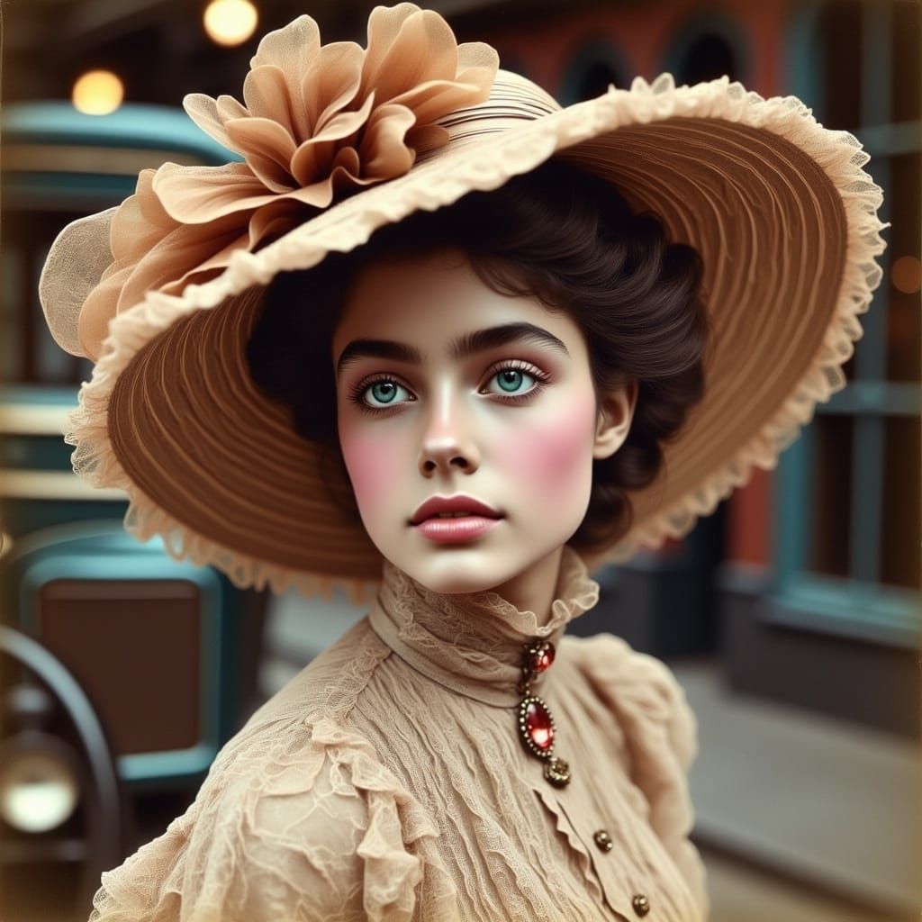 Vintage Milliner's Window Display: Ladies' Hats