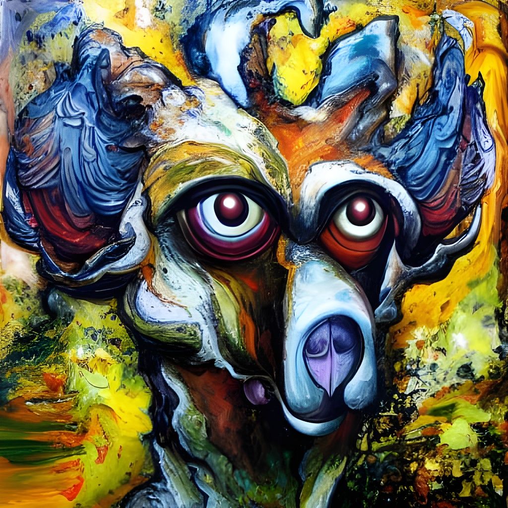 Chicken Attack on Dog: Impasto Style Painting