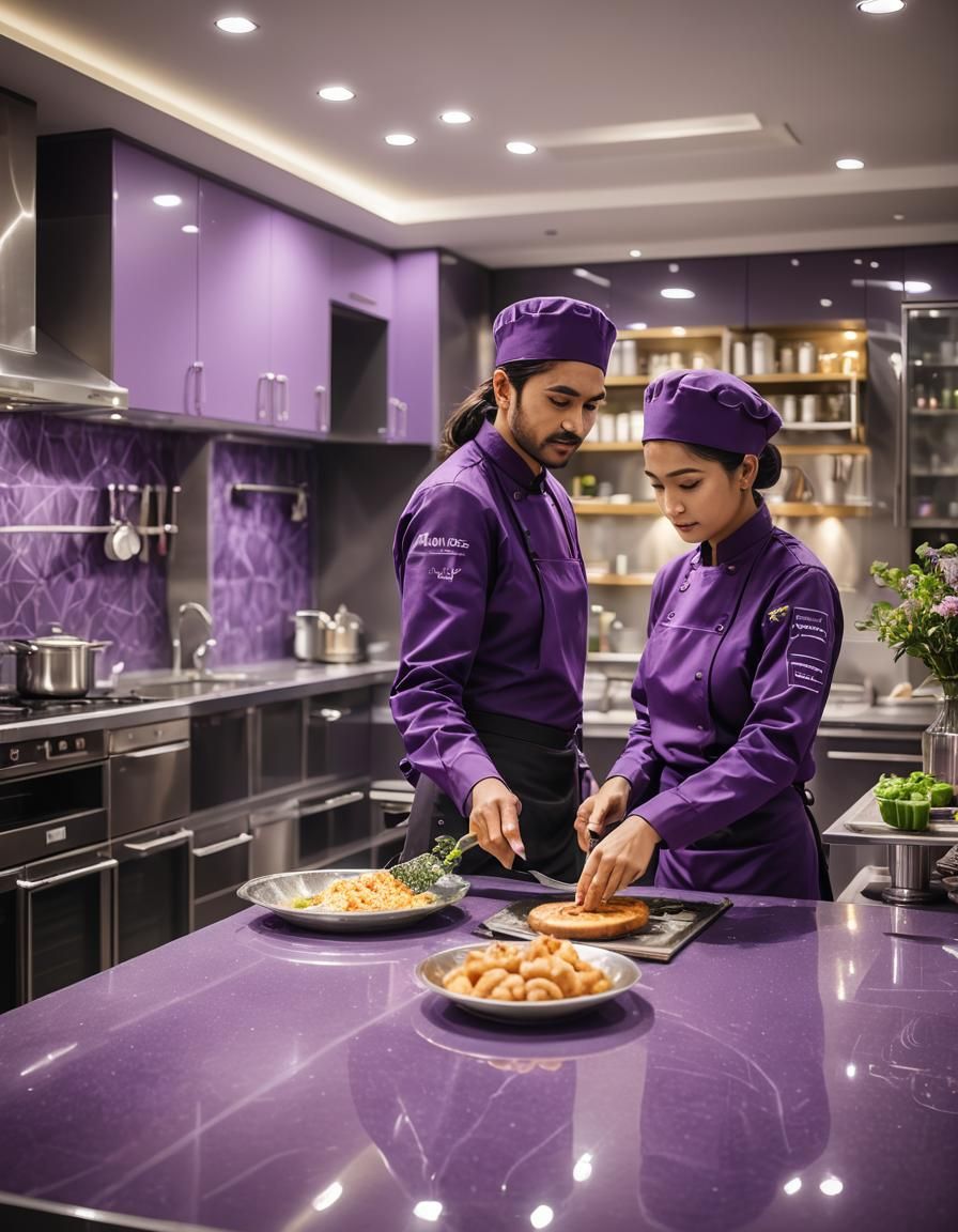 Purple Luxury Kitchen Interior: Professional Photography