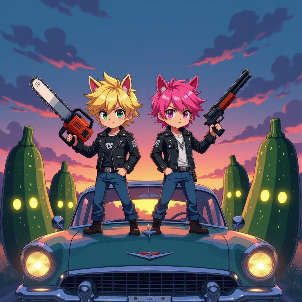 Anime Boys with Horse Ears and Glowing Zucchinis