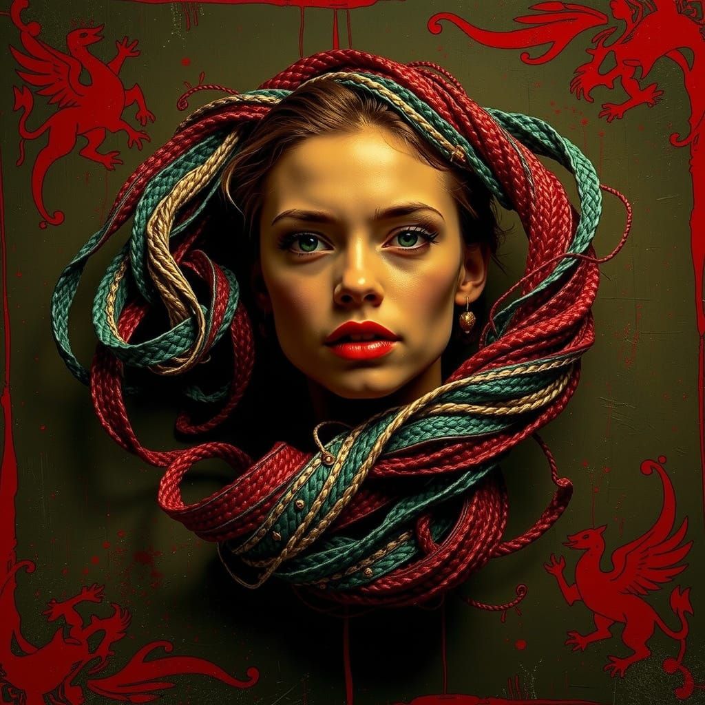 Abstract Swirls of Red and Crimson