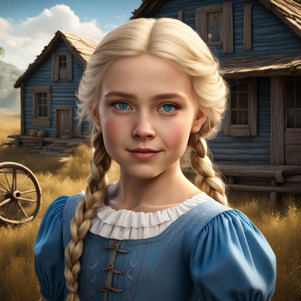 Pioneer Girl in Blue Dress, 1854 Photo