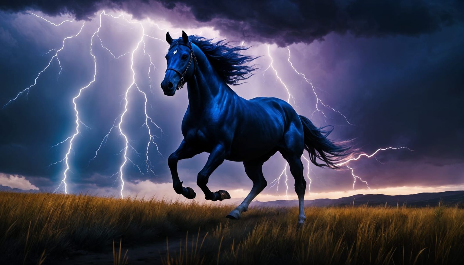 Lightning Horse and Rider in Dramatic Digital Art