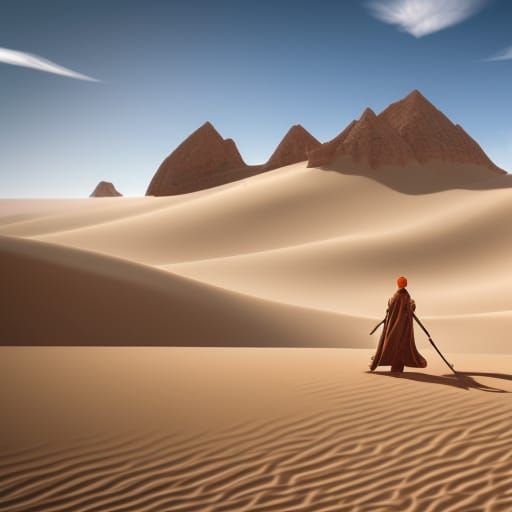 Snow man in the Sahara desert