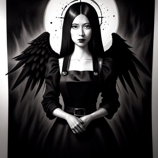 Eldritch Angel in Charcoal Drawing