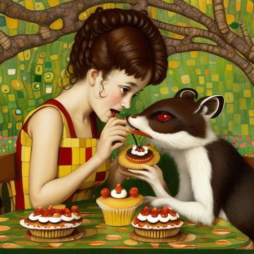 Anteaters Eating Cupcakes: Whimsical Watercolour Illustratio...