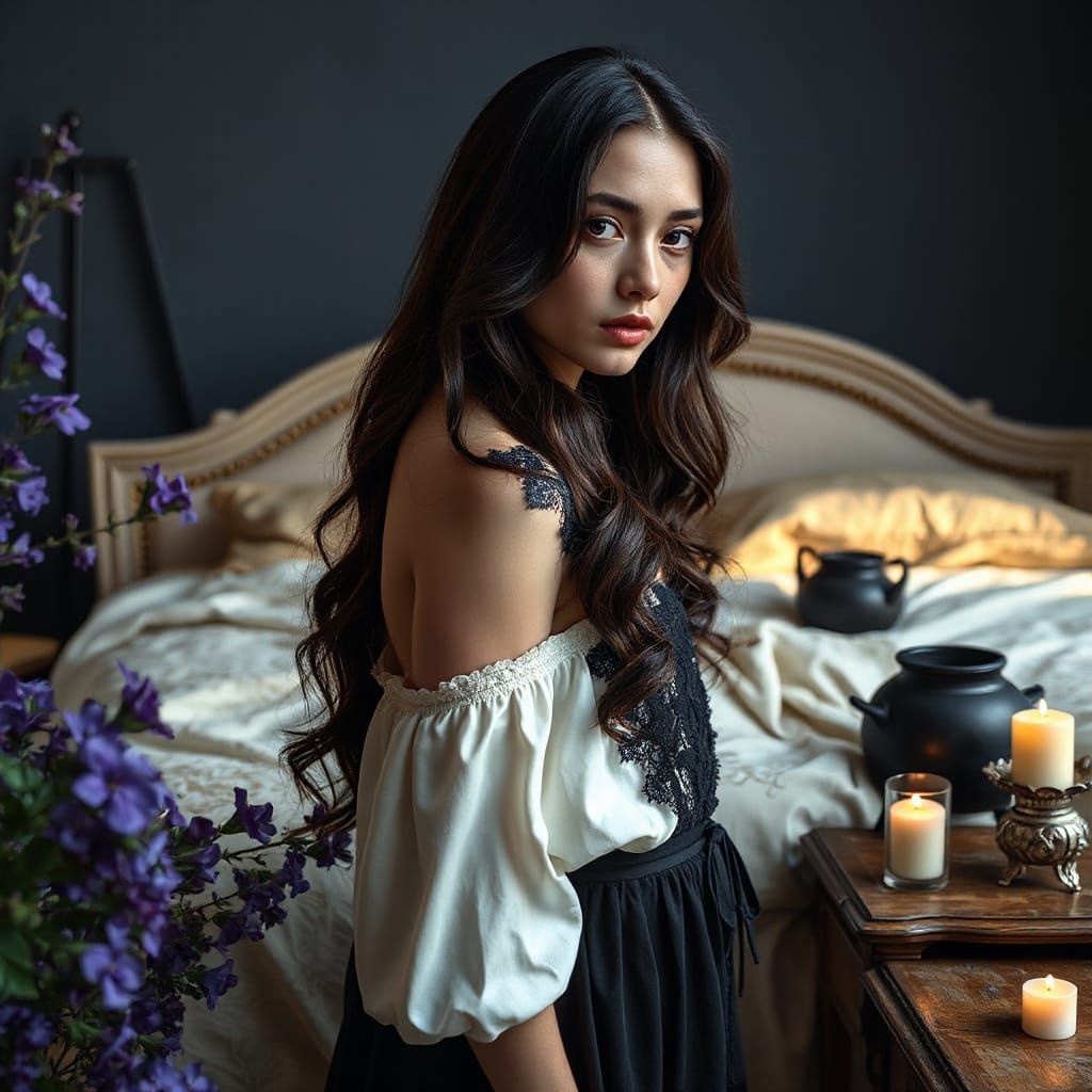 Elegant Young Woman in High-End Fashion Photography