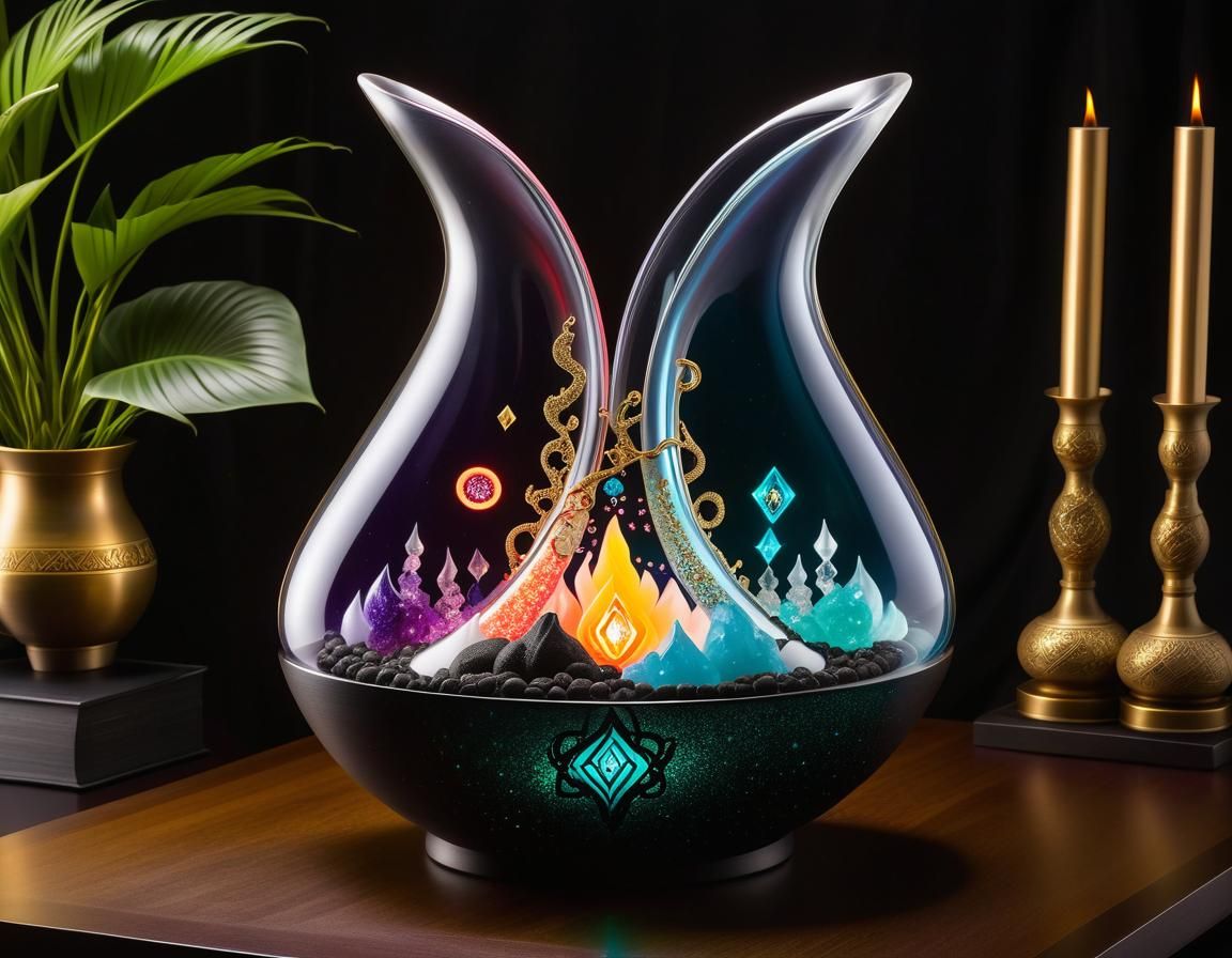 Magical U-Shaped Lava Lamp with Diamonds