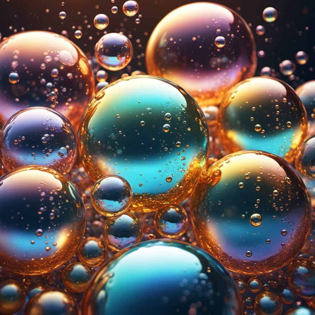 Shimmering Bubbles in Liquid: Splash Art Style