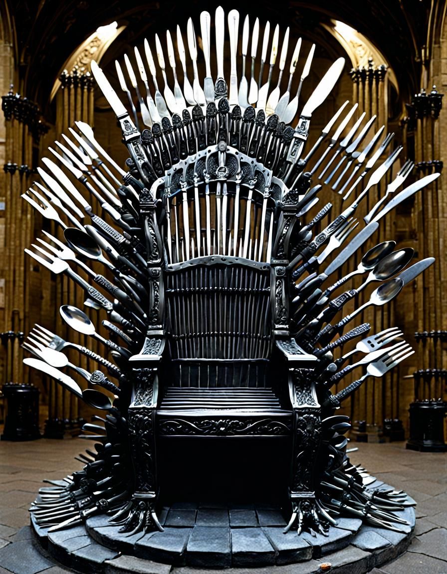 Majestic Cutlery Throne in Dark Castle Hall