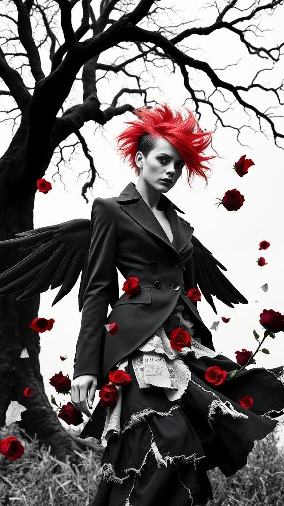 Surreal Androgynous Model in Dada-Inspired Fashion