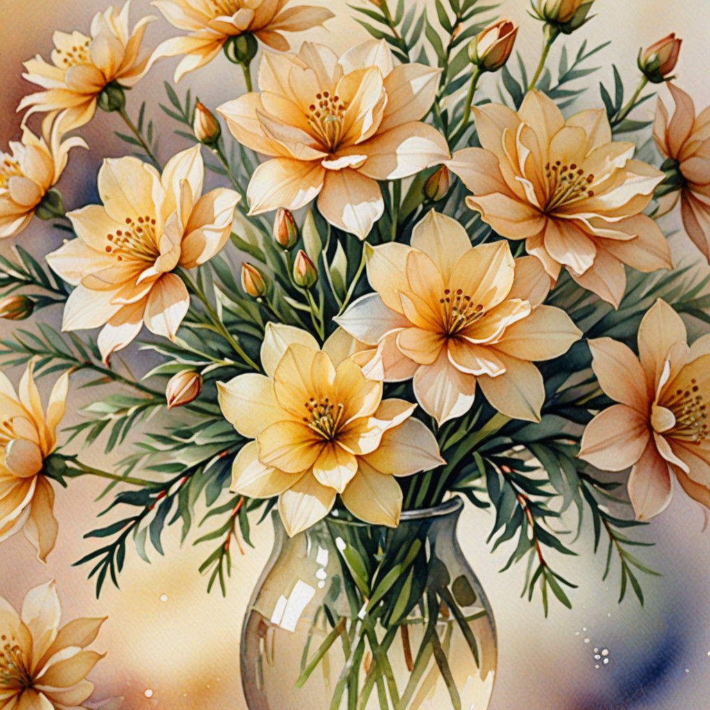 Delicate Watercolor Sateen Christmas Blooms