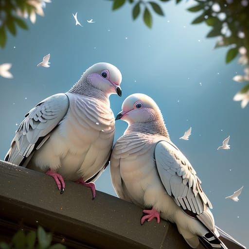 Whimsical Botero-Inspired Doves in a Christmas Wonderland